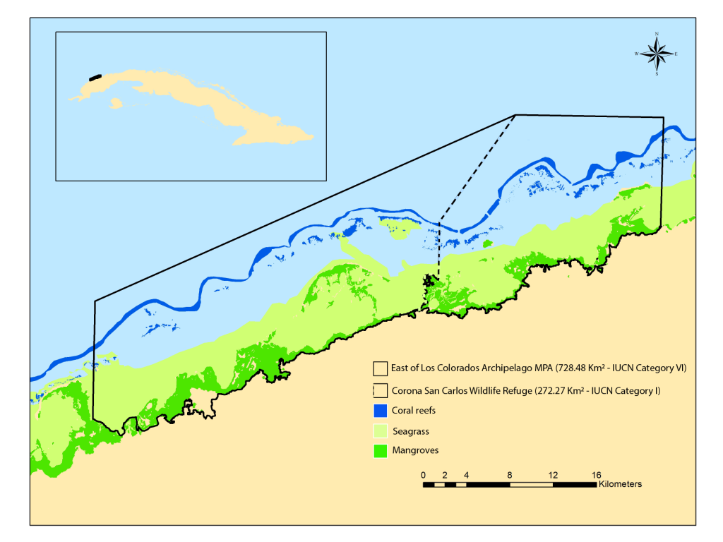 Mapa da nova área protegida Arquipélago Leste dos Colorados.