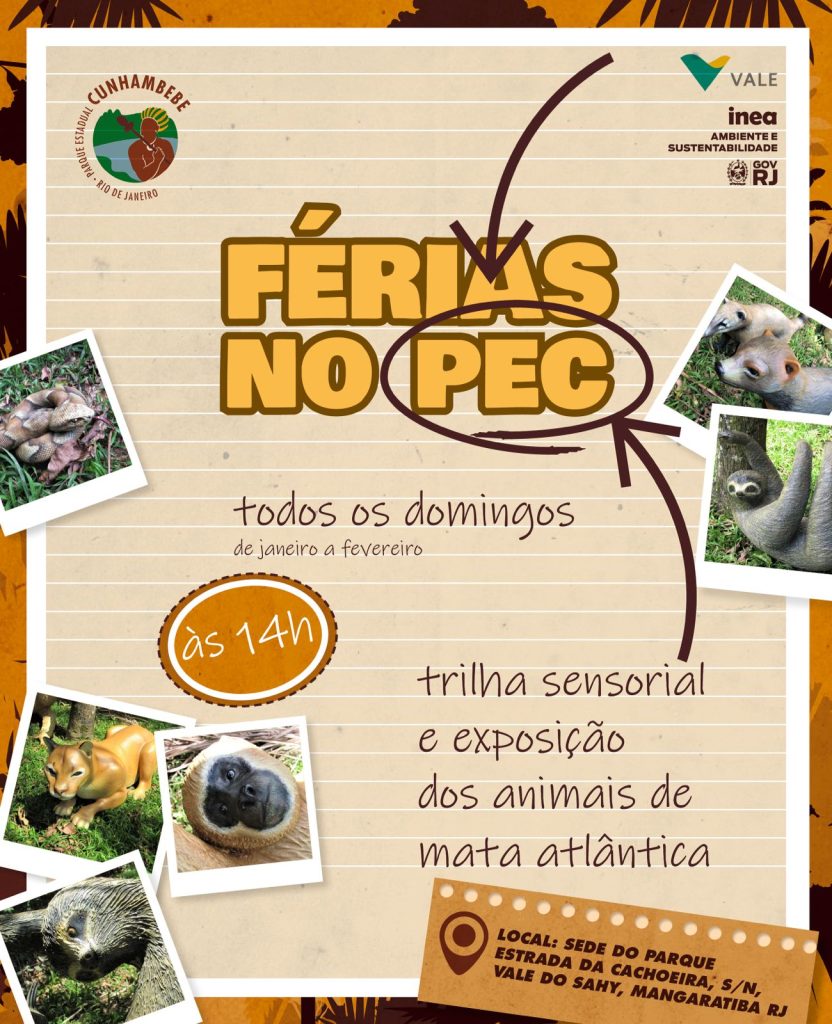 Cartaz "Férias no PEC". Foto: Divulgação/Inea-RJ